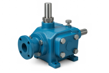 Blue industrial pump with transparent background