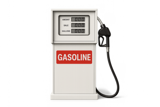 Gas pump filling station dispenser with transparent background