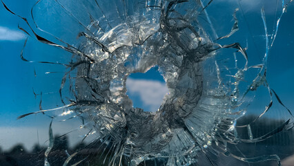 ruined street and destroyed houses in Kiev war in Ukraine