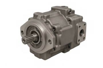 Hydraulic pump transmitting power on transparent background