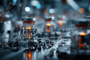 pharmaceutical vials on production line