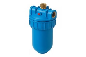 Blue water filter housing protecting household water systems