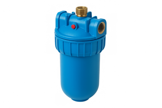 Blue water filter housing protecting household water systems