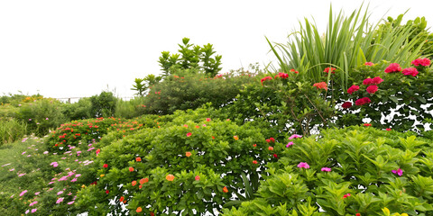 Fototapeta premium Lush Garden Landscape with Blooming Flowers and Greenery (44) image isolated on a transparent background