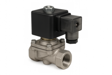 Industrial electric solenoid valve controlling fluid flow