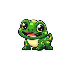 Fototapeta premium Cute Green Frog Cartoon Character Joyful Amphibian Mascot