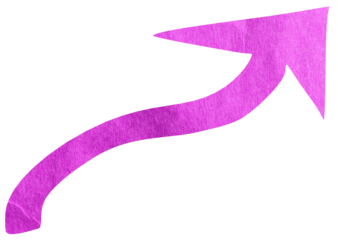 Pink paper arrow sign on transparent background PNG
