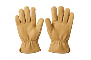 Pair of tan leather work gloves protecting hands
