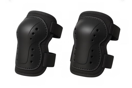 Black knee pads providing protection for extreme sports
