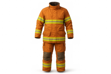 Firefighter uniform providing protection and safety, transparent background