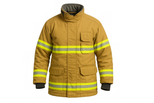 Firefighter protective turnout gear jacket with reflective stripes