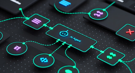 Advanced artificial intelligence agent orchestrating a futuristic process map