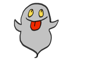 シンプルなオバケのイラスト・下を出してベー
