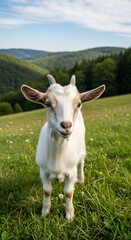 Cute Baby Goat in a Meadow.