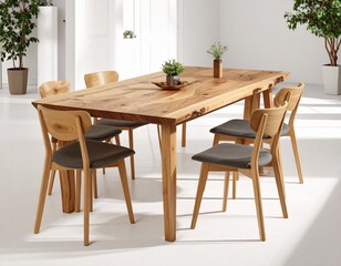 Fototapeta premium Eco dining set with recycled wood dining table and matching chairs