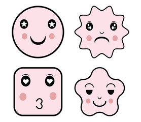 cute kawaii face emoji bundle vector design