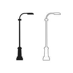 Classic street lamp silhouette and outline illustration