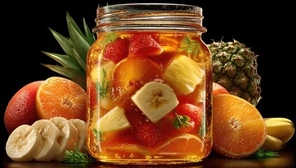 Refreshing fruit infusion in a jar