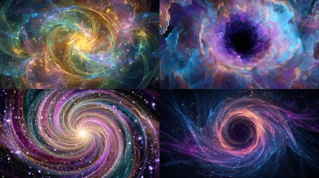 and keywords for the image, as requested

 Celestial Swirls A Captivating Mosaic of Abstract Nebulae & Cosmic Vortex Art - Powered by Adobe