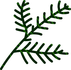 Abstract hand drawn green foliage design element isolated on white background. Vector