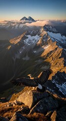 Majestic Mountain Peaks at Sunrise.
