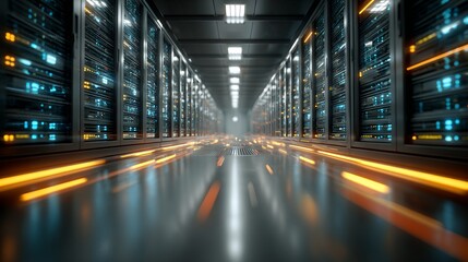 server room with glowing lights