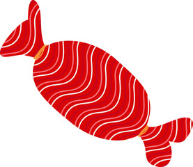 Red wrapped Christmas candy design element isolated on white background. Vector