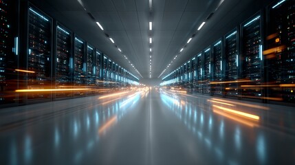 Naklejka premium data center hallway with server racks