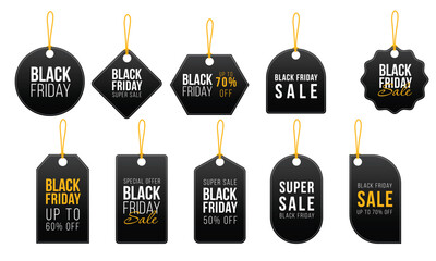 Black Friday sale label, price tag. Discount sign design template for Black Friday promotion. Vector illustration