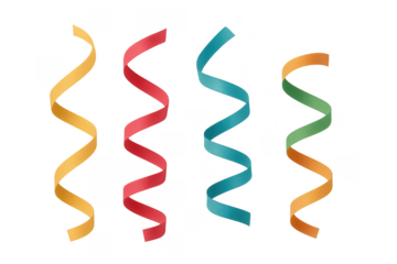 Colorful streamers celebrating party event with transparent background