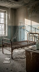 Abandoned Hospital Room Interior.