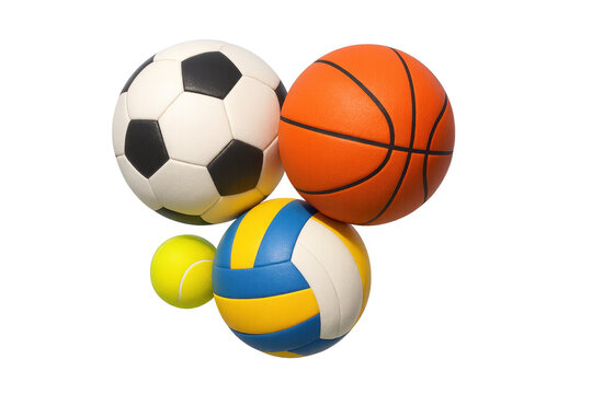 Sports balls representing various team and individual games