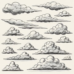Various Cloud Shapes for Illustration.