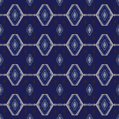 Blue Ikat Pattern &ndash; Seamless Tribal Diamond Textile Design
