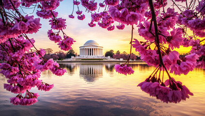 Washington dc skyline at sunset
