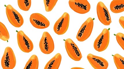 Papaya slices pattern on white (3)