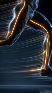 Dynamic Motion: a captivating 3D render that shows the essence of human movement, with a focus on energy and speed.