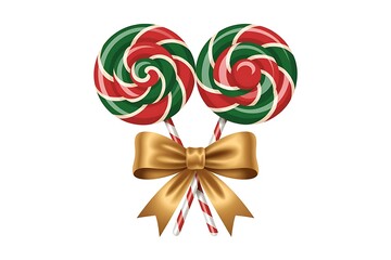Two swirl lollipops tied with a gold bow