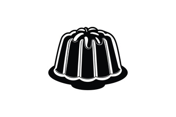 Simple black and white illustration of a gelatin dessert in a mold