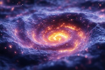 Fototapeta premium Bright orange center in spiral galaxy.