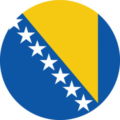  bosnia and herzegovina round flag with blue yellow white stars