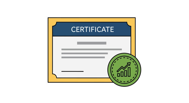 Achievement certificate with growth chart symbolizes professional accomplishment and validation of - Powered by Adobe