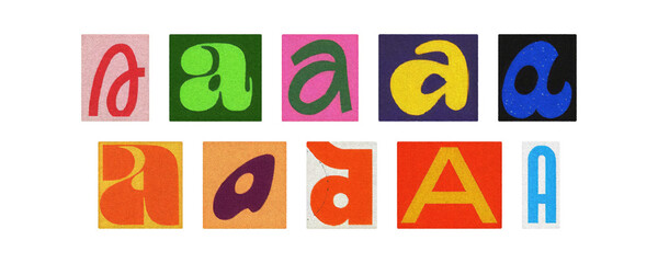 Fototapeta premium Assorted letter A glyphs, uppercase and lowercase, cutout set on PNG 
