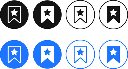 bookmark icon with star symbol. Bookmark icons collection. Save or favorite symbol