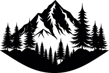 Obraz premium Glacier and mountain range silhouette vector, Winter landscape illustration design