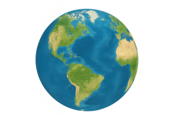 Earth globe with continents and oceans on a transparent background