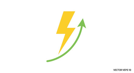 Rising energy symbol with upward arrow illustrating growth or power increase