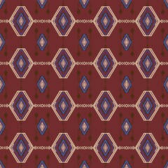 Red Ikat Pattern Textile Background &ndash; Traditional Ethnic Fabric Design
