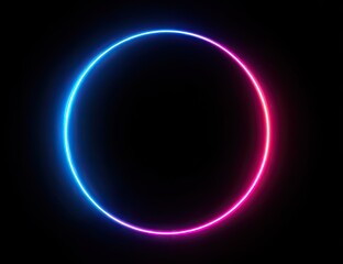 Obraz premium Glowing neon circle on black background with vibrant blue and pink colors
