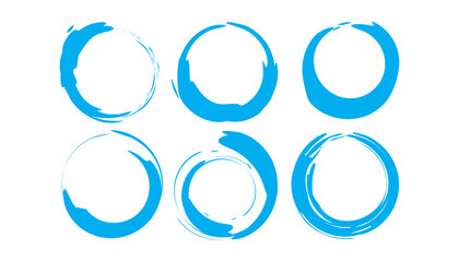 Water set splashes Blue stamps of ocean or sea wave with splatters and water spray design elements